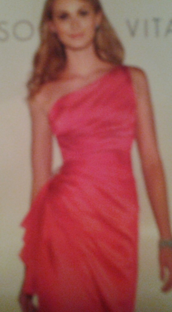 NEW SORELLO VITA  PINK SATIN ONE DRAPE SHOULDER SM